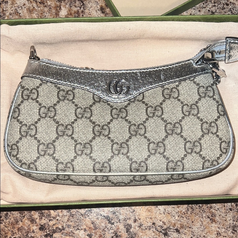 Gucci Silver and Cream Clutch